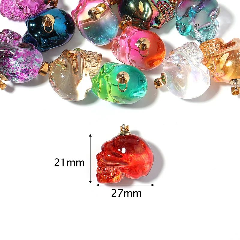 Punk Lampwork Skull Necklace Pendants Multicolour Skeleton Pendant Charms Statement For Men Male Jewelry Men Necklace Charms