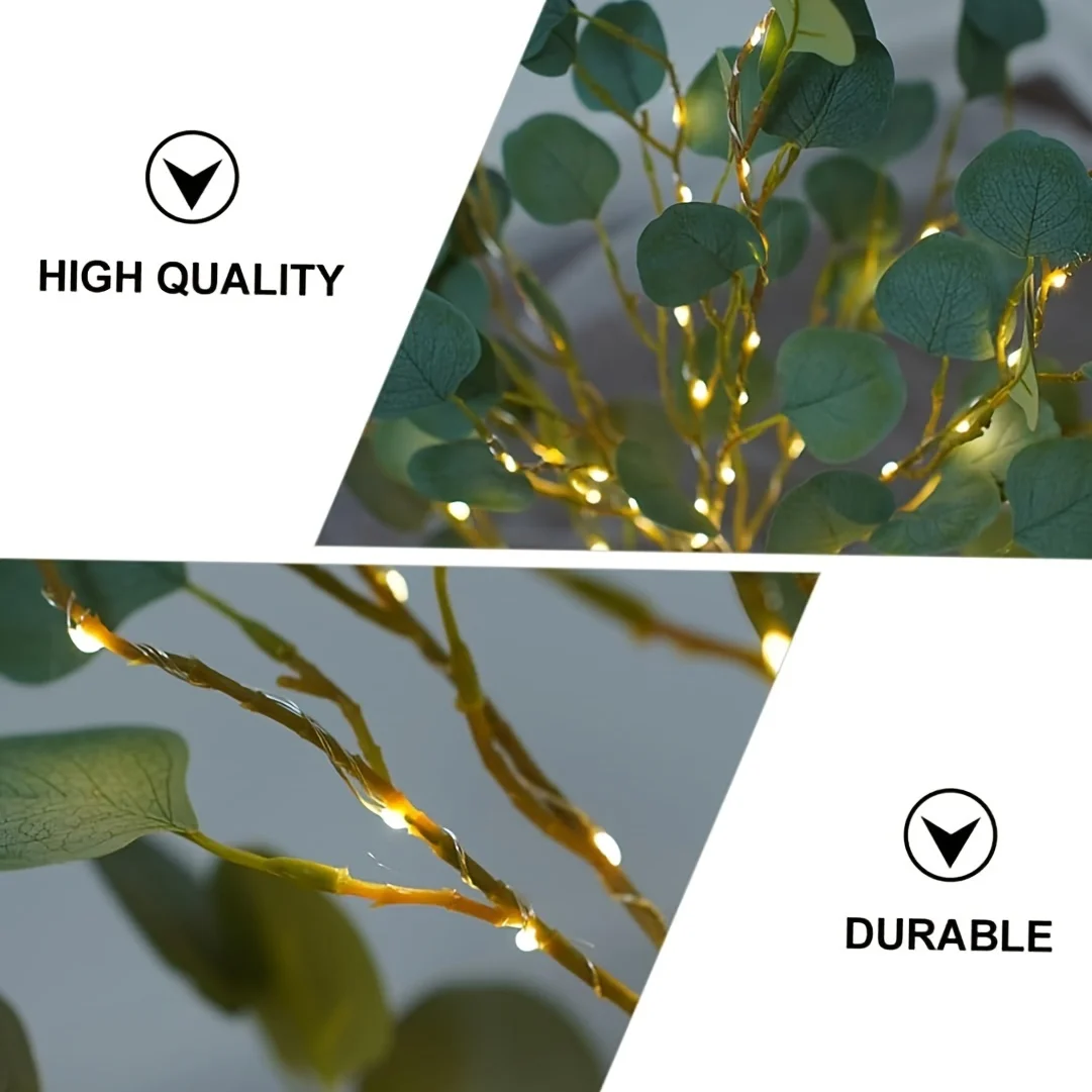 1pc Luminous Eucalyptus 50 Fairy Lights, Battery &USB Operated Tree With Lights, For Wedding Party Spring Easter Decoration