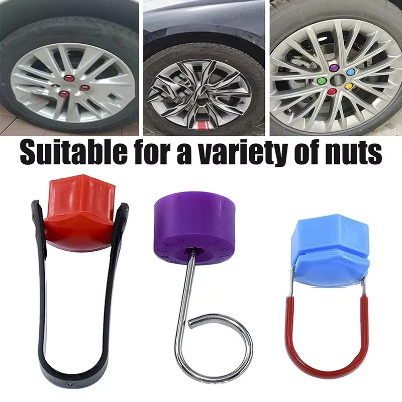 Portable Car Wheel Nut Cover Removal Kit Set Tool Universal Hub Puller Wheel Bolt Caps Replacement Tools Tweezers Removal Tool view 6