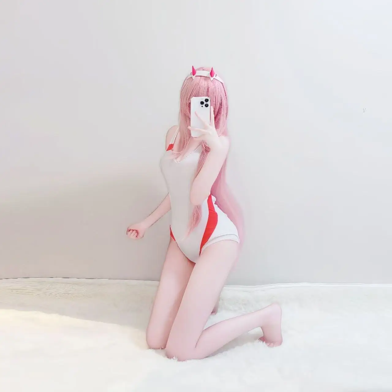 Cosplay Costume Set for Zero Two from Darling in the FRANXX: Sukumizu (School Swimsuit) & One-Piece Swimwear