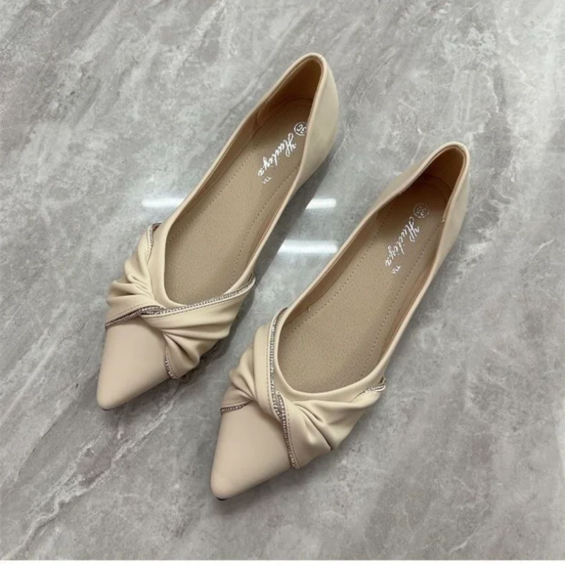 Flat shoes women's pointed hea - Leatherwork In French ulasan dan harga