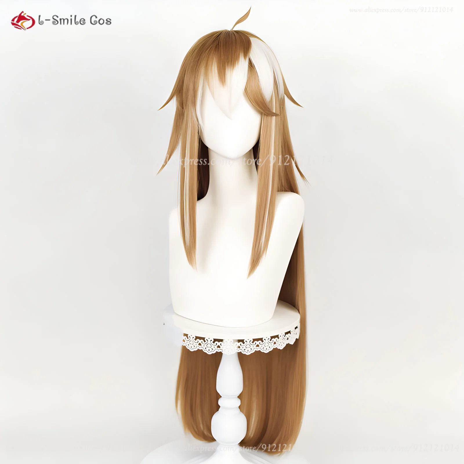 Peluca de Anime Gorou de Miss Hina para mujer, accesorio de Cosplay resistente al calor, color marrón y blanco, 100cm