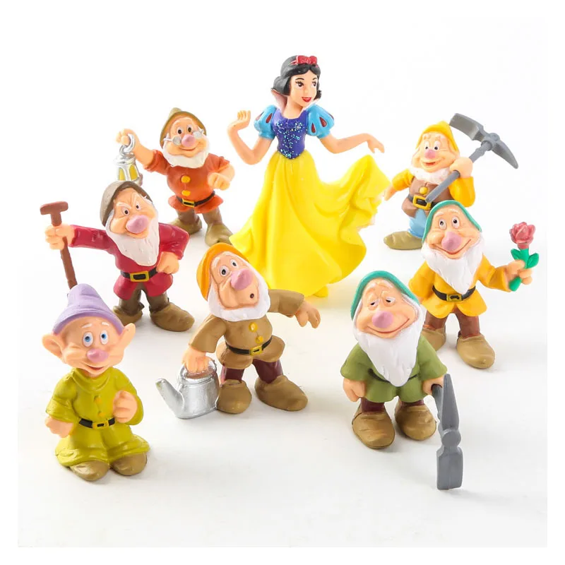 【希少】Disney スノーホワイトと七人の小人 可動フィギュアセット 8 ピース/セット 3.5-9.5 センチメートルディズニー白雪姫と七人の小人