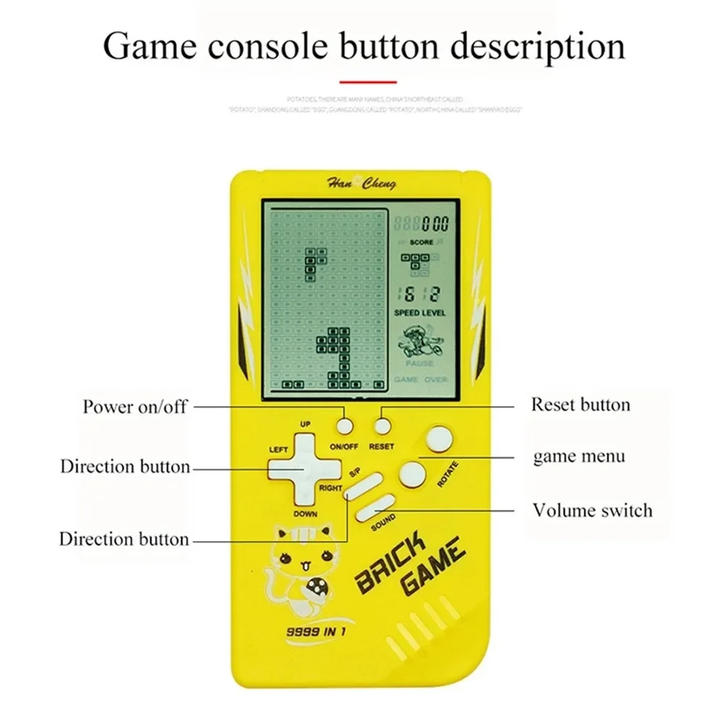 Game Console For Tetris Console Large Screen Retro Handheld Game Console Children\'s Nostalgic Games Machine Kids Puzzle Toy Gift