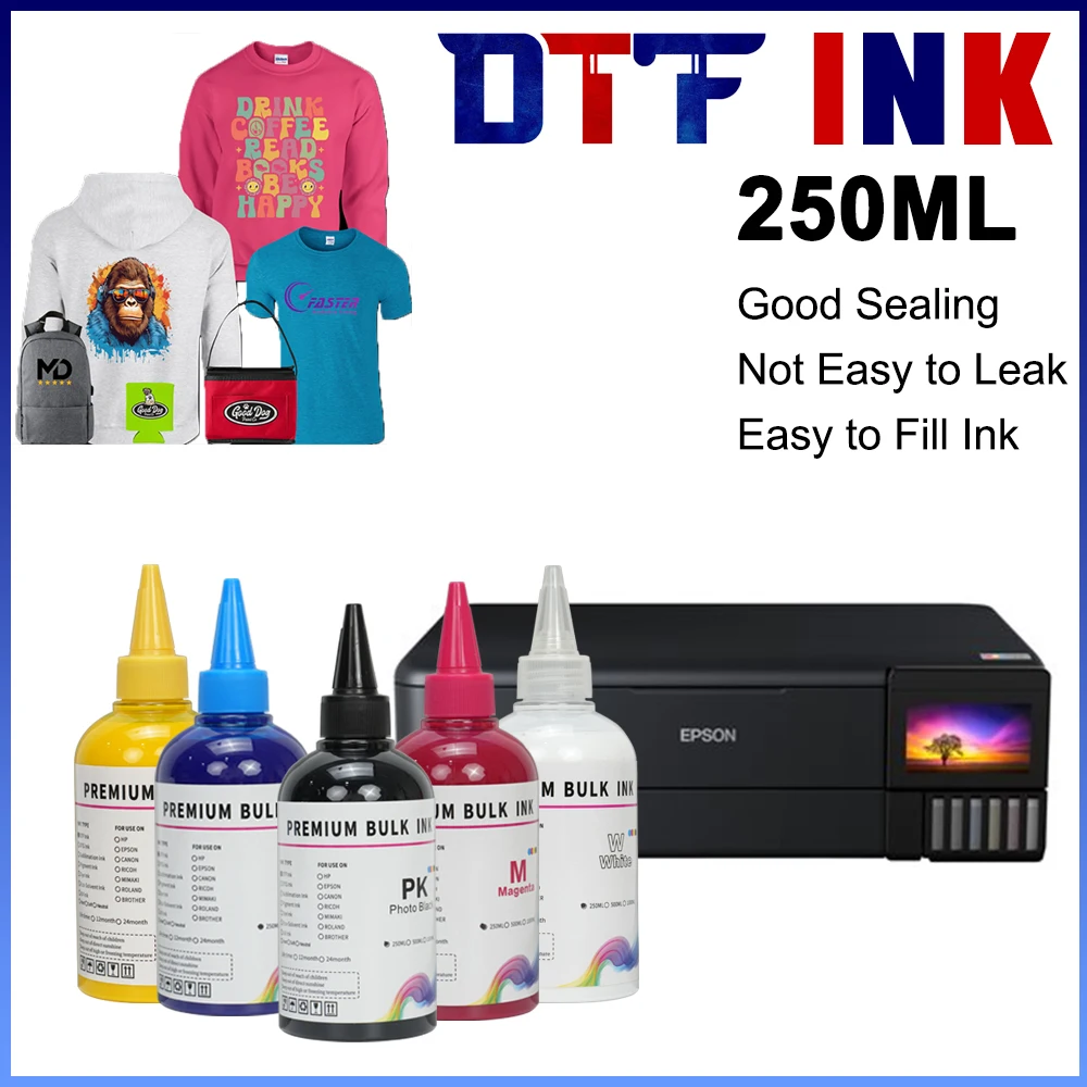 

1500 мл чернила DTF ярких цветов для настольных ПК широкоформатного L1800 ET8550 L805 i3200 i1600 TX800 XP600 DX5 R1390 (250 мл x 6, 2 Втч + BKCMY)