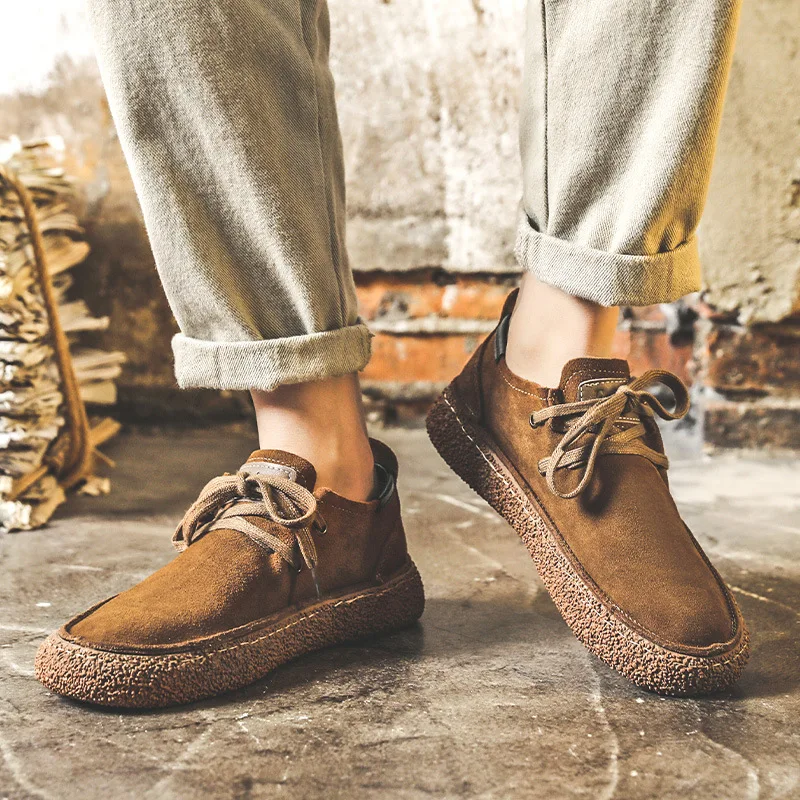 

High Quality Men Casual Shoes Handmade Comfortable Men Shoes Cow Suede Leather Flat Moccasins Sneakers Non Slip Soft Sole Shoes