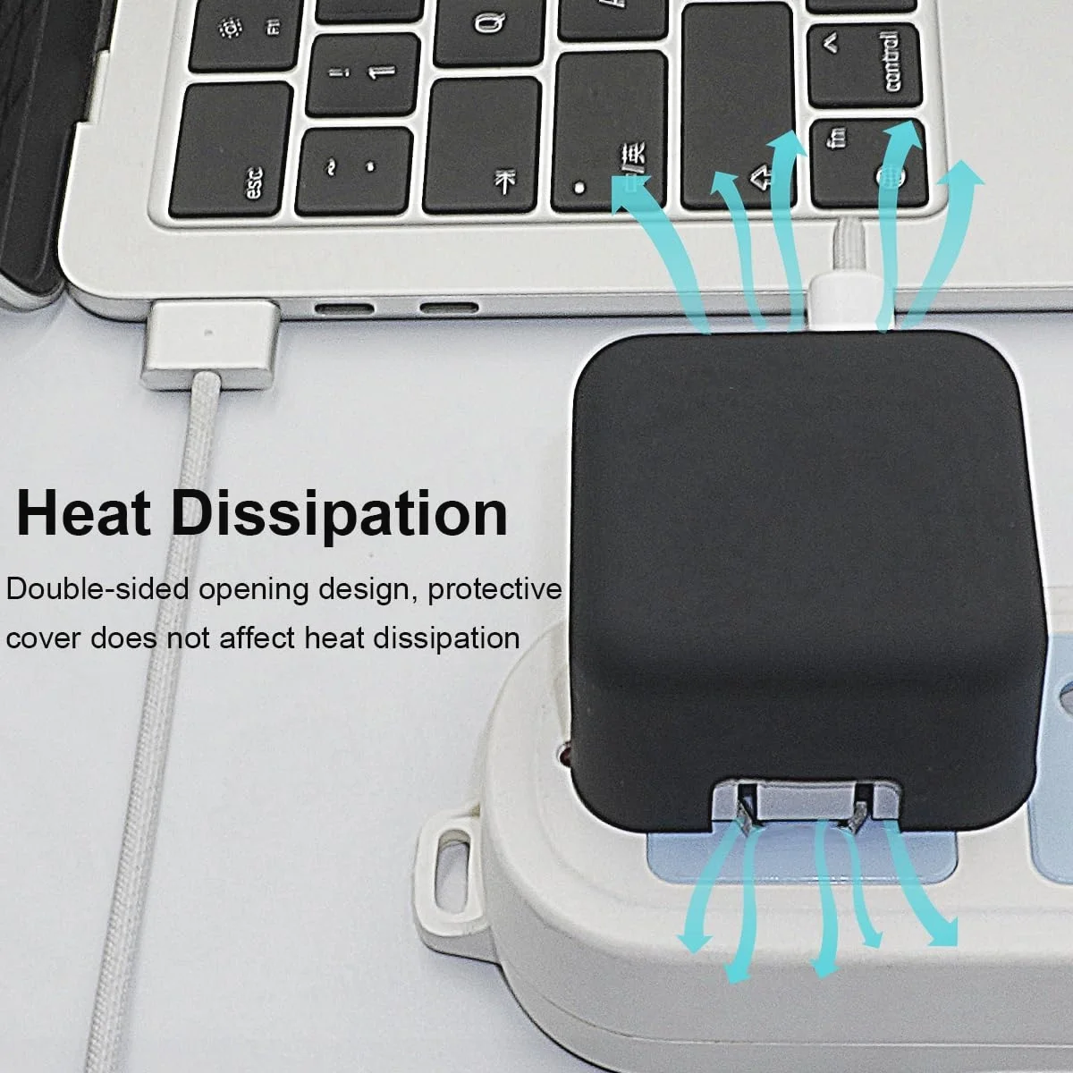 غطاء شاحن من السيليكون الناعم بمنفذ USB-C مزدوج 35 وات لجهاز MacBook Air 13.6 15 بوصة M3 M2 Chip 2024 2023، حافظة واقية لمحول الطاقة