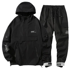 2022 Men's Hip Hop Tracksuit Mens Clothing 2 Pieces Sets Man Streetwear Jacets And Harem Pants ABZ551