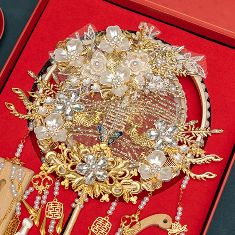 Chinese Style Decorative Fan for Bride Group Fan Gift for Best Friend Wedding and Material Package for Finished Fan Chinese Fan