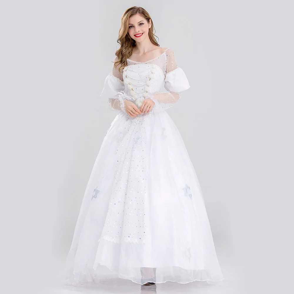 

Adult Halloween Costume Alice In Wonderland White Queen Anne Hathaway Cosplay Costume