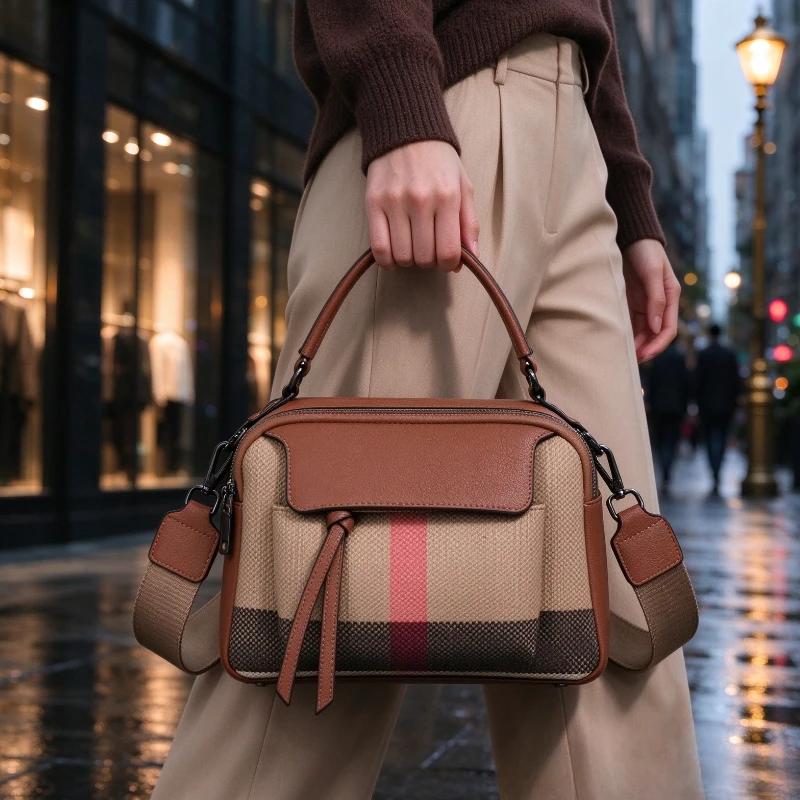 Stylish Women's Tote Bag With Zipper Top - Genuine Leather Crossbody Purse & Shoulder Bag, Waterproof & Scratch-Resistant