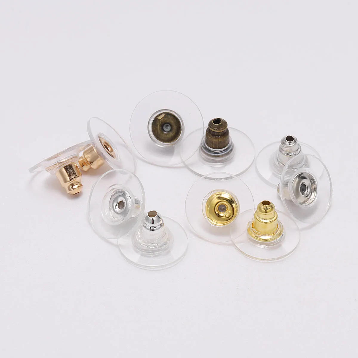 100 PCS DIY Jewelry Accessories Ear Plugs Round Disc Shaped Earring Stoppers