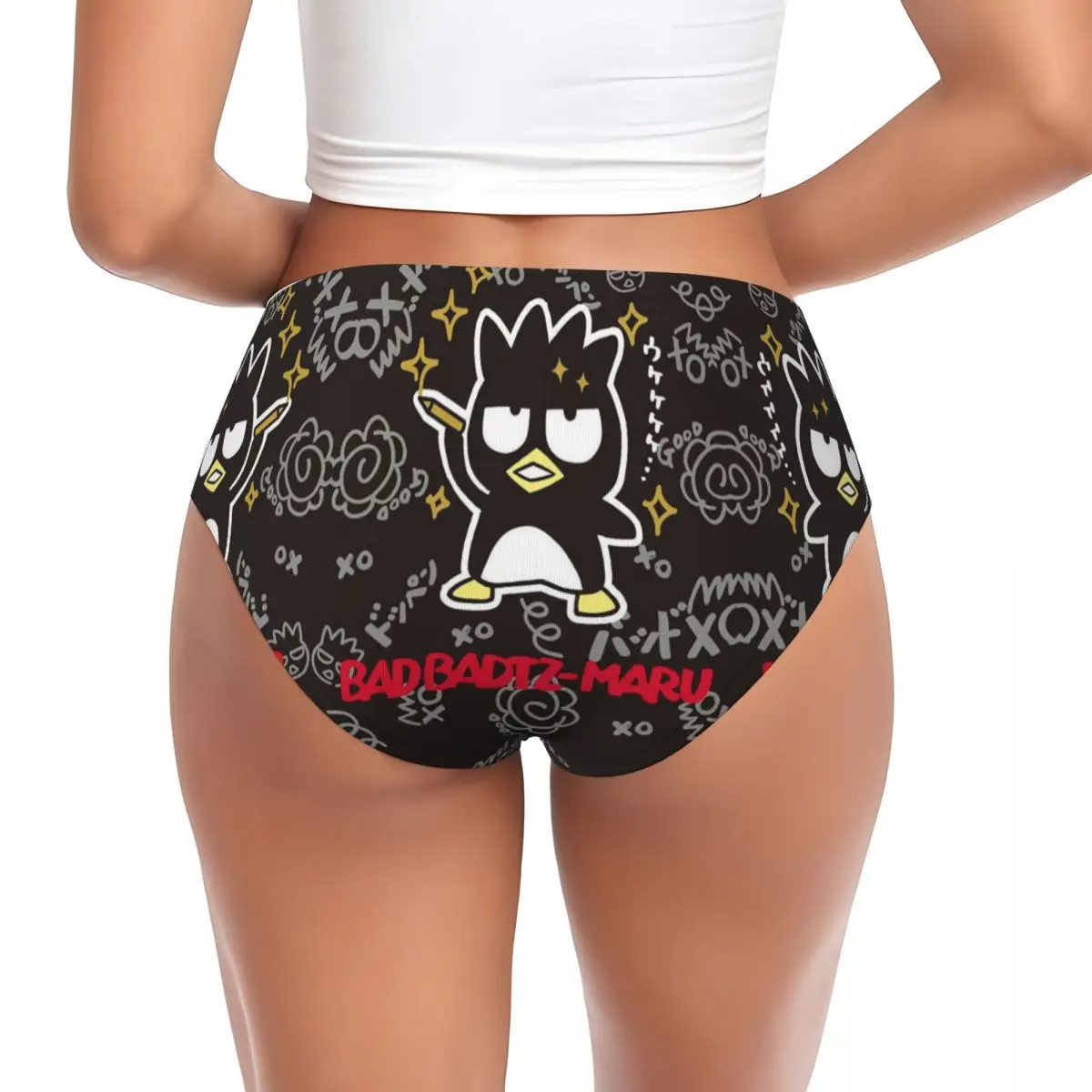 Custom Women Animes Bad Badtz Maru Cartoon Brief Panties Female Breathable Underwear Underpants