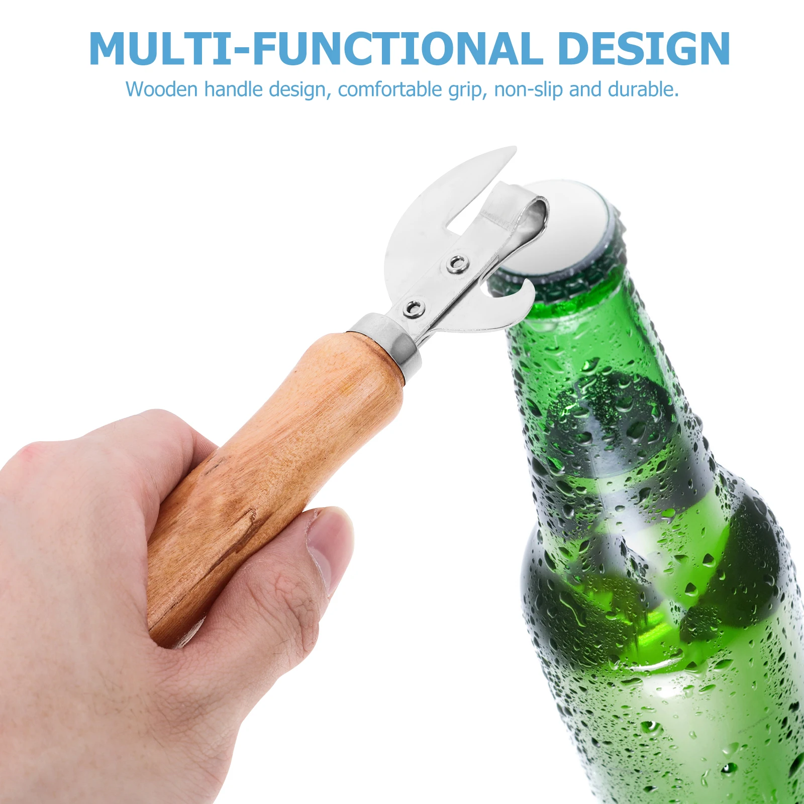 

2 Pcs Bottle Opener Wooden Handle Creative Convenient Lid Small Tools Wear Resistant Soda Metal Party Favors