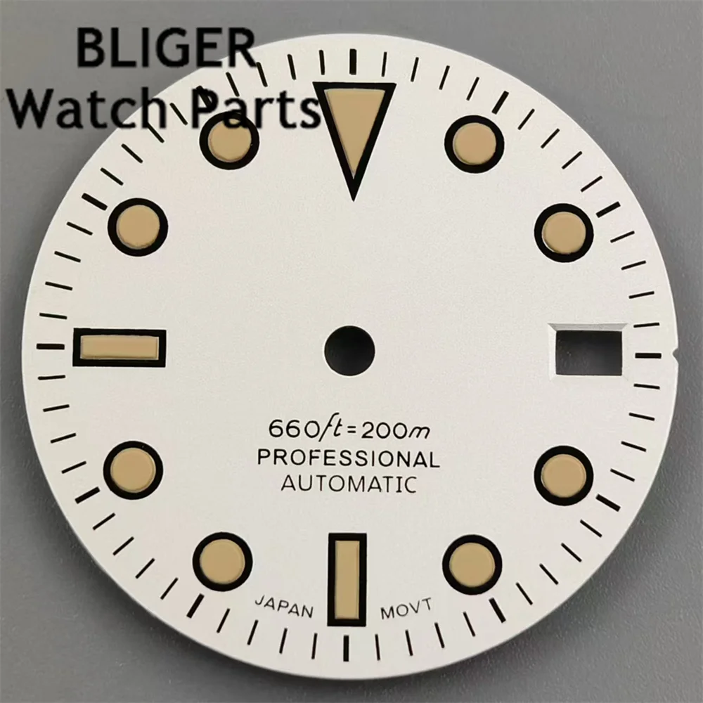 BLIGER 29 مللي متر ساعة معقمة الهاتفي أبيض أسود الهاتفي الأخضر مضيئة صالح NH35 NH36 حركة الساعات اكسسوارات