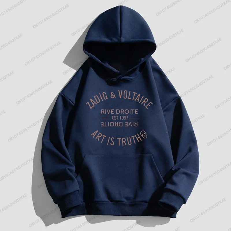 New French Style Hooded Hoodie Graphic Sweatshirt Casual Men's Zadig&Voltaire Printed Hoodies Women's Pullovers