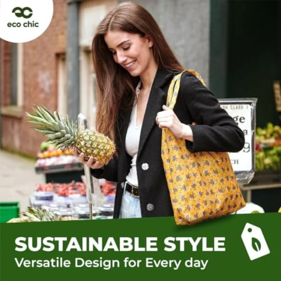Foldable Reusable Grocery Bags - Lightweight, Recycled and Reusable Shopping Bag - Waterproof Packable Tote