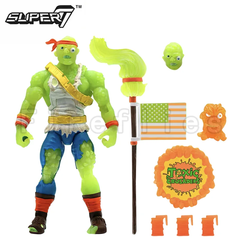 

7inches Super7 Toxic Crusaders Ultimates Radioactive Red Rage Action Figure Anime Model For Gift Free Shipping