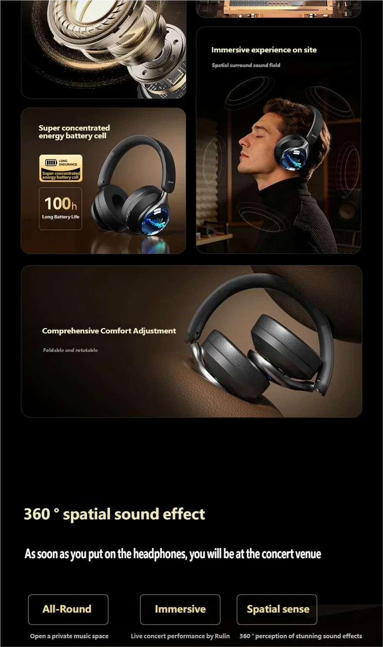 Acer Wireless Bluetooth Over-ear Headphones With Stereo Sound_voghion.com
