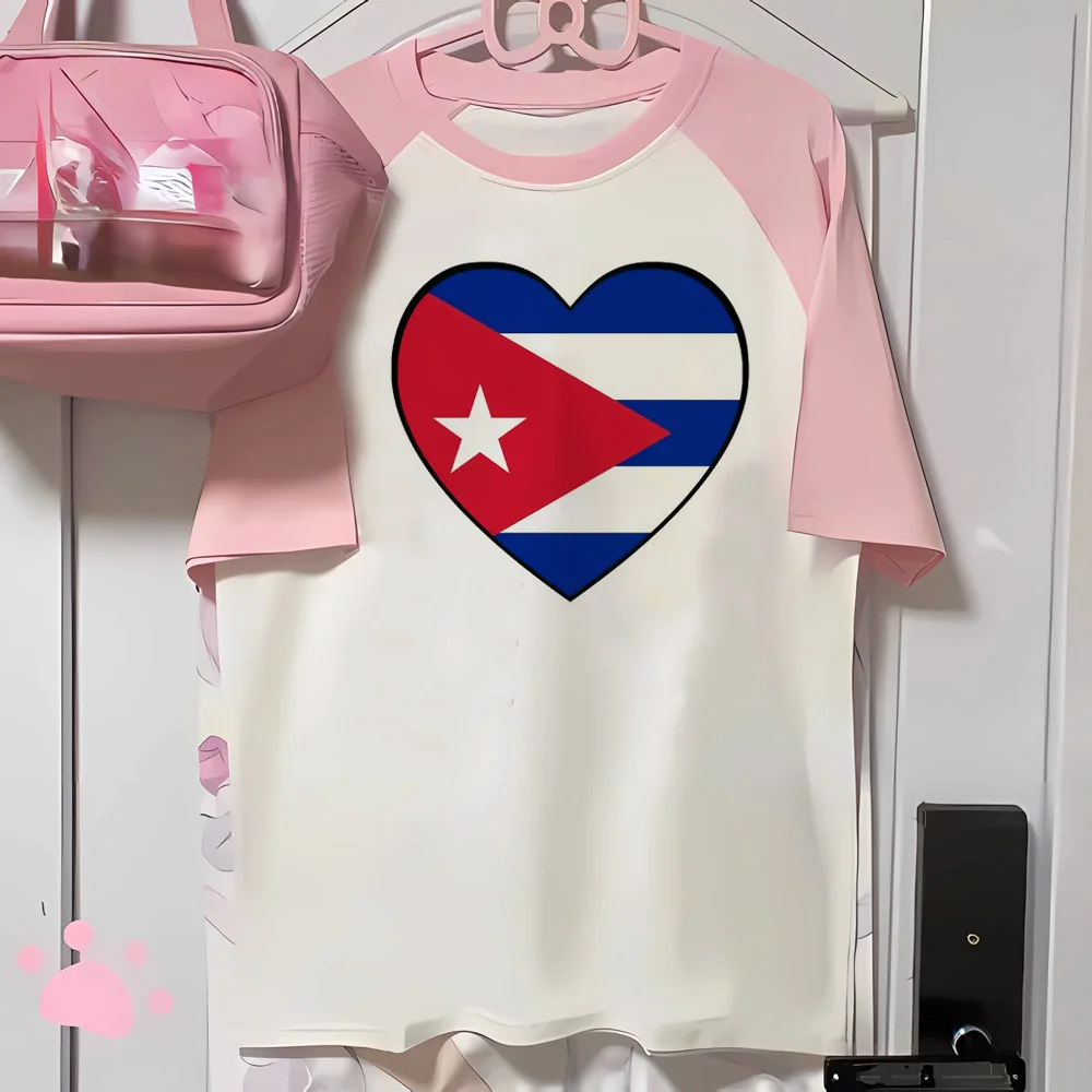 Cuba t shirt women blend t shirt female anime Japanese clothing