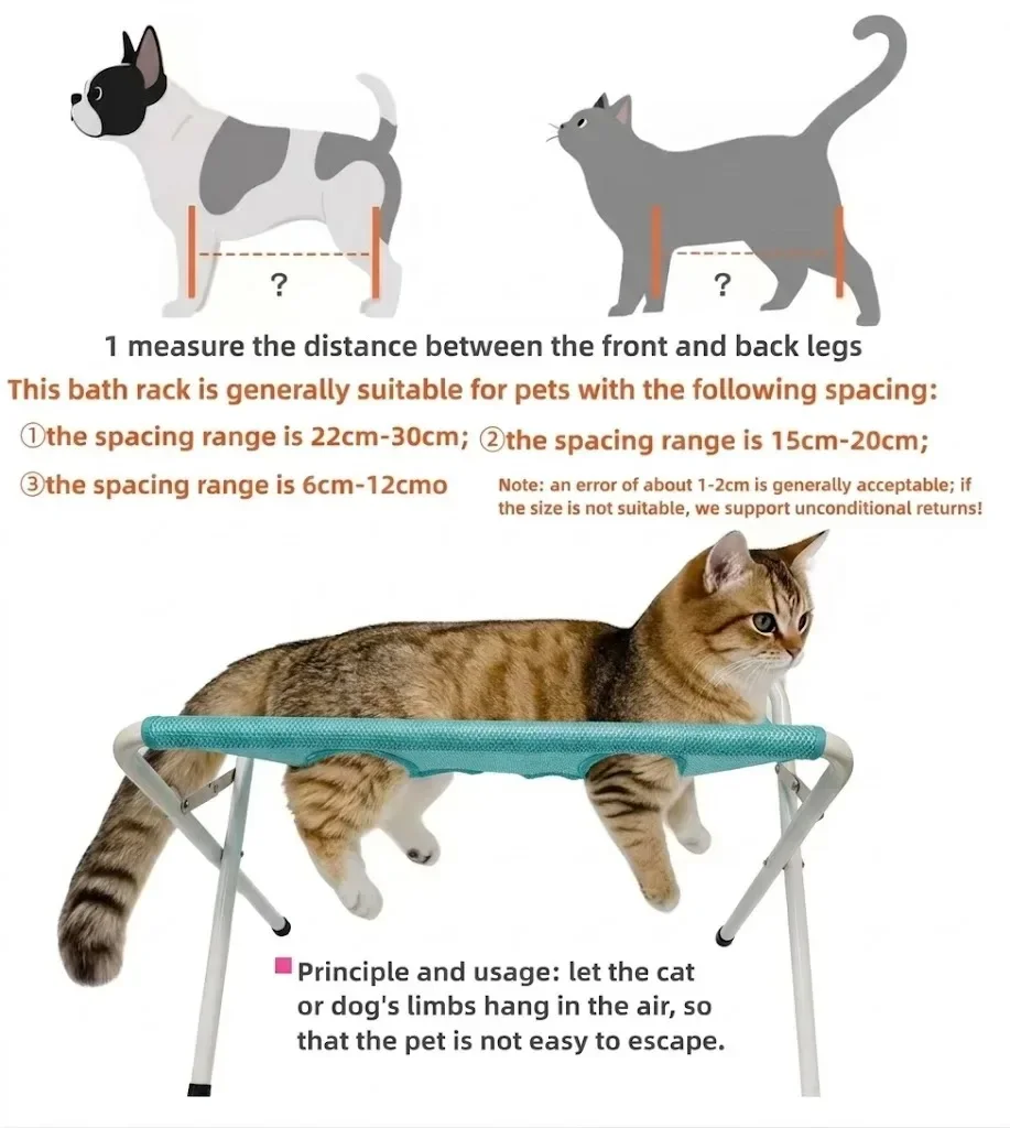Pet Grooming Hammock Stand Foldable Breathable Mesh For Cats Dogs_voghion.com