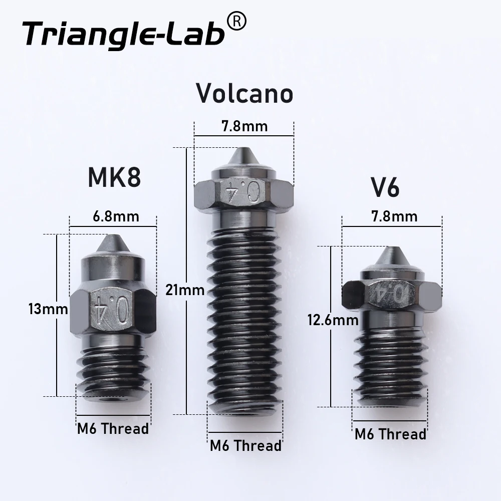 Trianglelab NCB ™   Düse V6 VOLCANO MK8 DLC Bimetall gehärteter Stahl Kupferlegierung diamantähnliche Beschichtung verschleißfest für Voron 3D