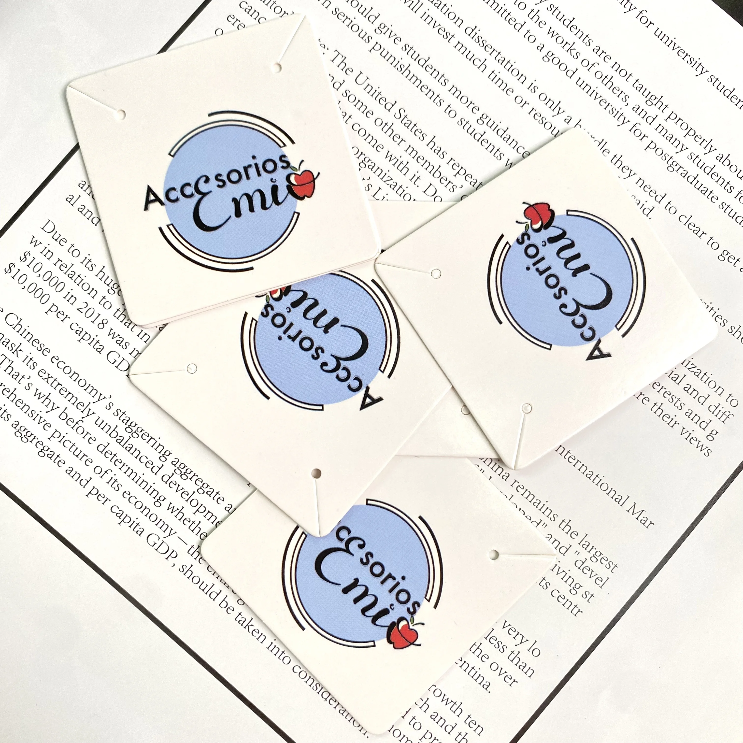 100 قطعة شعار العلامة التجارية المطبوعة مجوهرات مخصصة التعبئة بطاقة قلادة أقراط حامل عرض موقف شكرا لك بطاقات الأعمال بالجملة #2