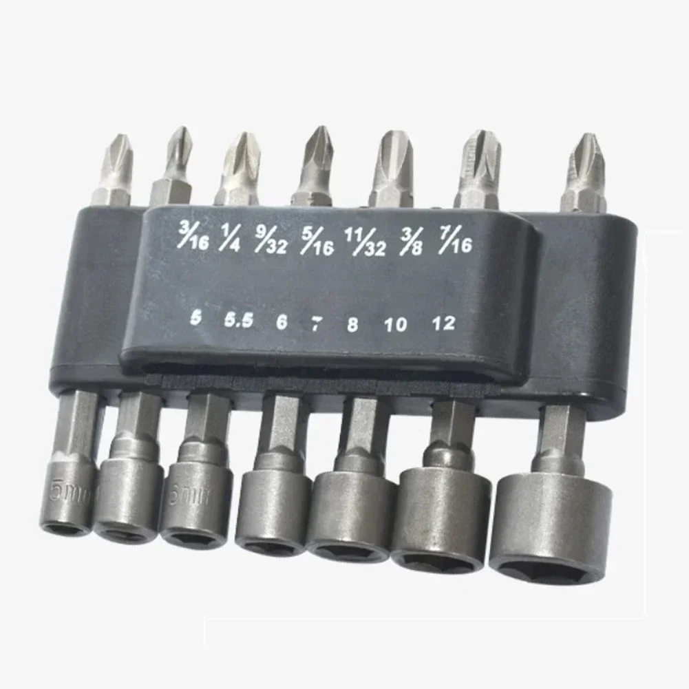 14pcs Sockets Wrench 1/4in Hex Shank Power Screw Driver Drill Bits Set Metric Socket Wrench Screw Nut Driver Hand Tools