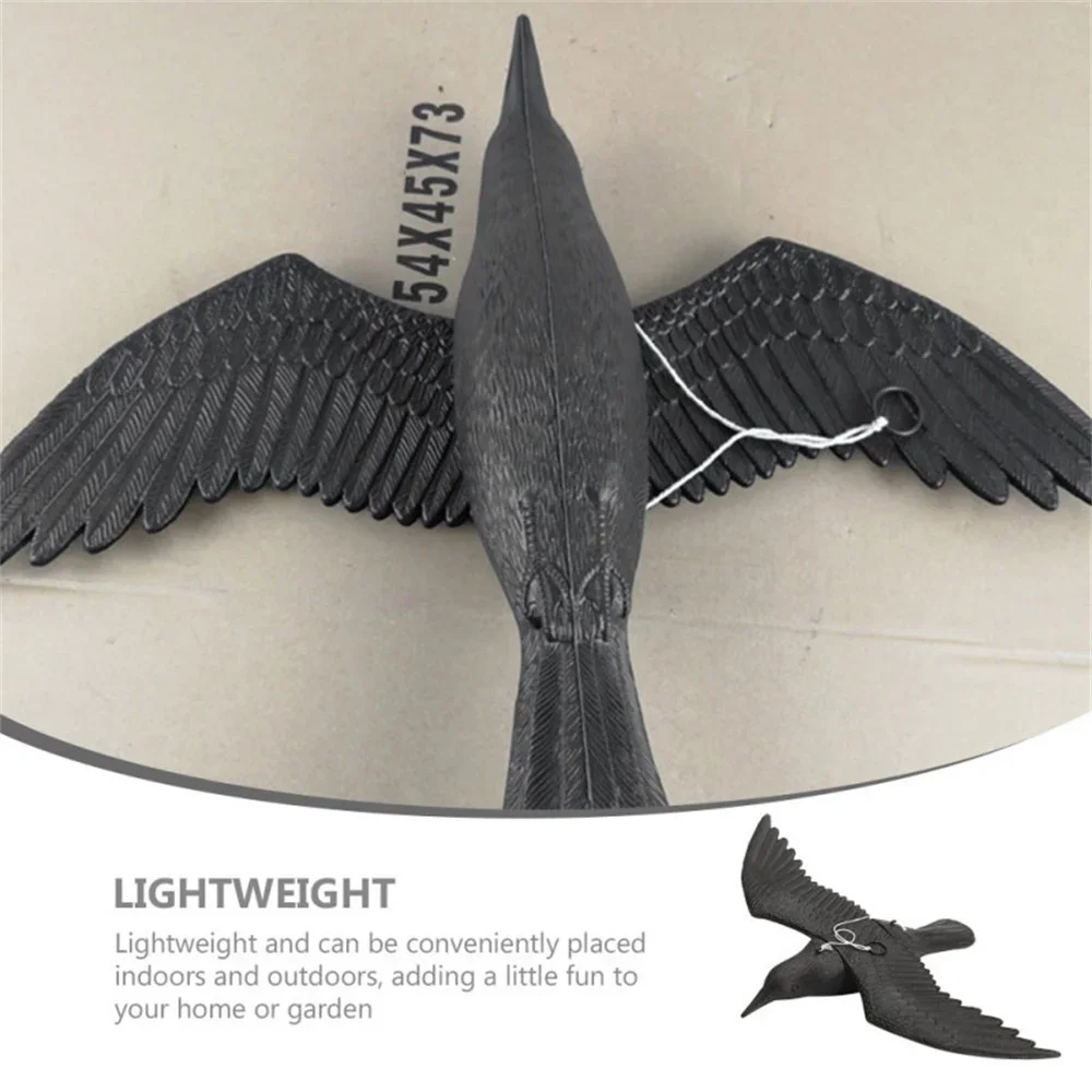 Realistic 3D Plastic Crow Figure Decoy Bird Statue Garden Decor Outdoor Flying Raven Sculpture Pest Control Bird Repeller