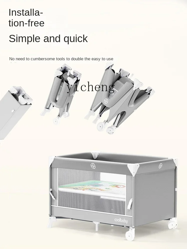 Folding Baby Bed Newborn Removable Splicing Bed Portable Multifunctional Cradle Babies' Bed