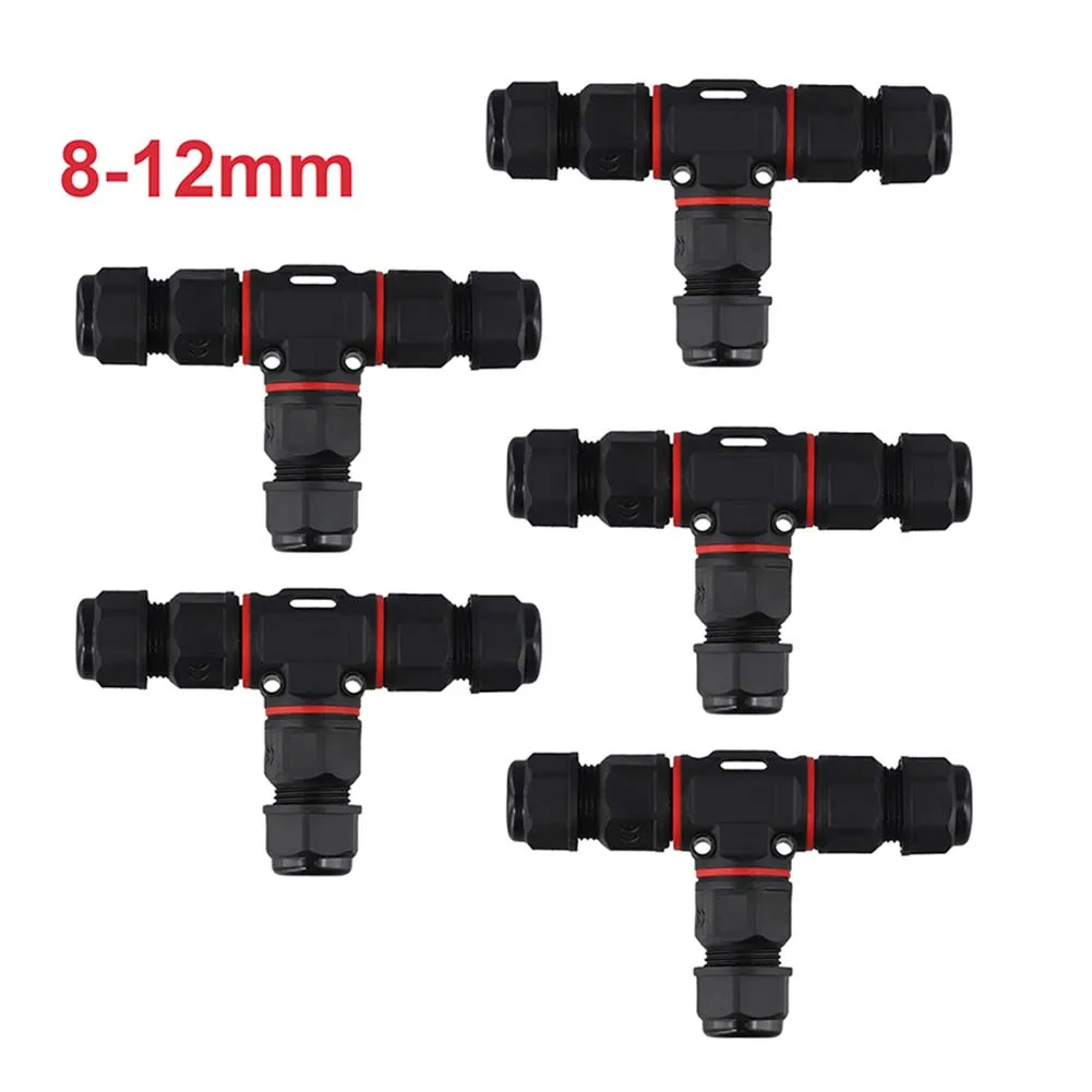 IP68 Waterproof 3Pin Cable Connectors 5 Pack TShape Junction Box for Street Lighting and Outdoor Electrical Connections