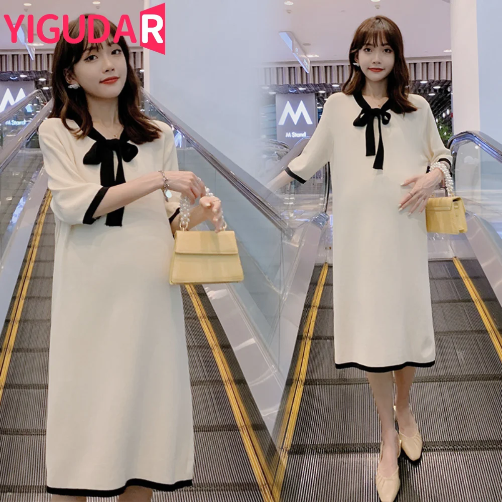 Summer Maternity Dress Short Sleeve Stretched vestidos de fotografia korean fashion Pregnant Woman clothing French Style Dress