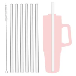 6 pack Replacement Straws for Stanley 40oz Adventure Quencher Travel Tumbler, Reusable Plastic Straws with Cleaning Brush