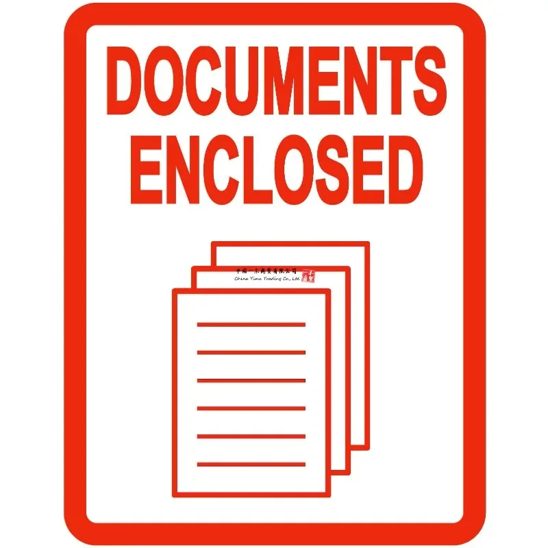 

DOCUMENTS ENCLOSED warning packing box sticker logistics warning waterproof