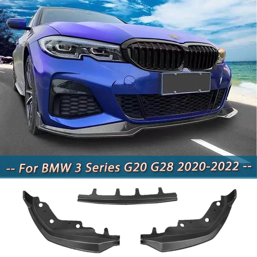 3PCS Front Bumper Lip Splitter Spoiler Diffuser Guard Body Kit For BMW G20 G28 M Pack 320i 330i M340i 2020 20212022 Gloss Black