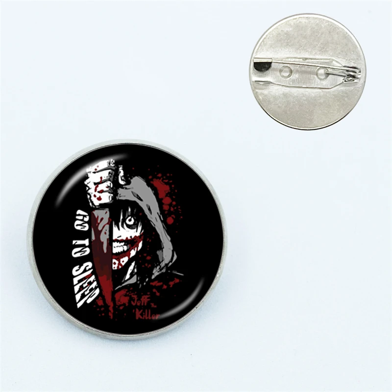 Jeff And Jane The Killer Glass Brooch Pins Creepypasta Creepy Pasta Ticci Toby Gothic Cool Icons Badges on Backpack Hat Clothes