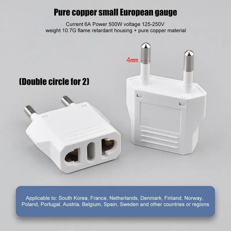 1pcs EU Socket Adapter 2pin 4.0mm 4.8mm European EU To US Plug Power Adapter Converter Electrical Socket Outle