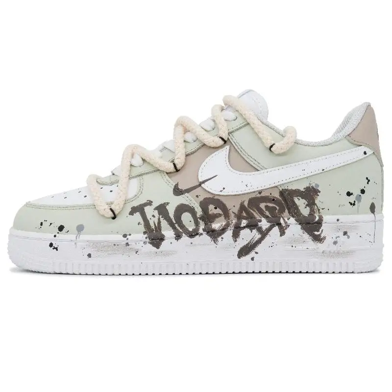 

[Невероятные мужские стильные кроссовки для скейтбординга Nike Air Force 1, мужские низкие кеды серого/коричневого цвета