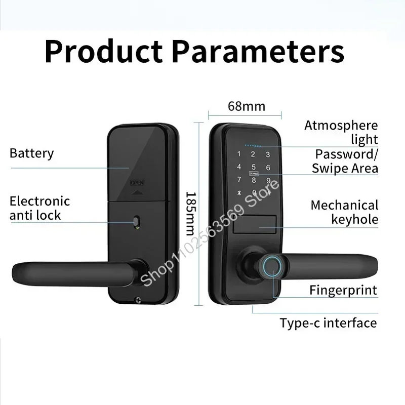 Cerraduras electrónicas inteligentes Tuya, cerradura de puerta con huella dactilar, cerradura de código Digital, aplicación remota Tuya/ttlock,