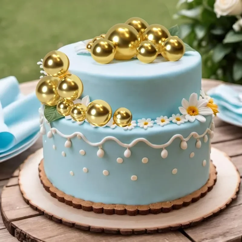 20 Pcs Ball Cake Topper Decorations Mini Balloons Cake Topper Sticks Gold Balls Cake Picks Topper Balls Decorations