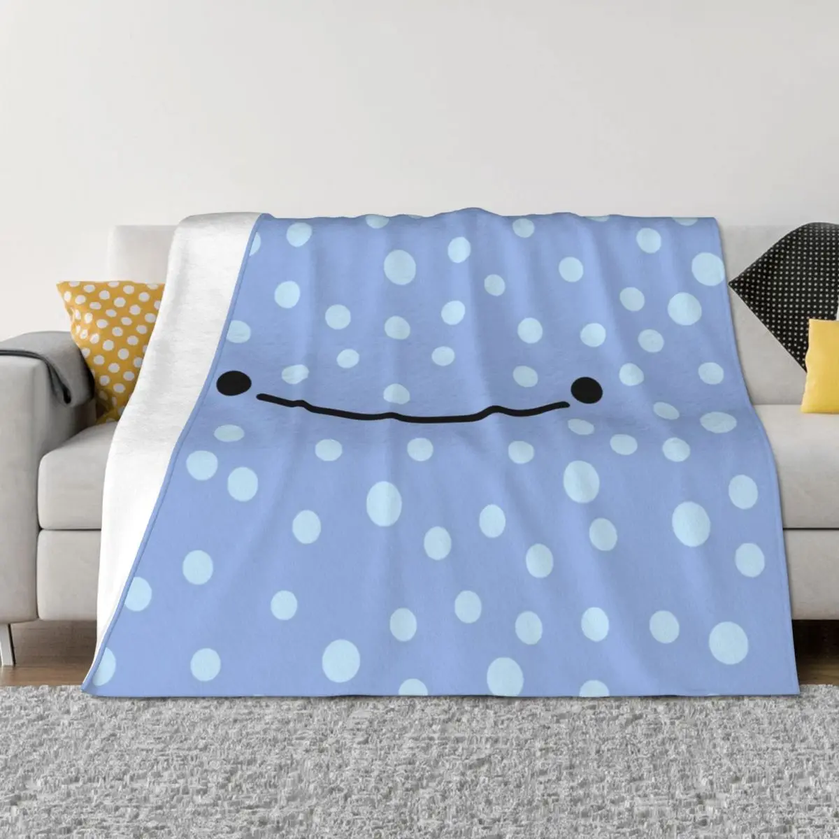 

Jinbei San Cute Whale Face Throw Blanket Hair Decorative Sofa Decorative Sofas Winter beds Blankets