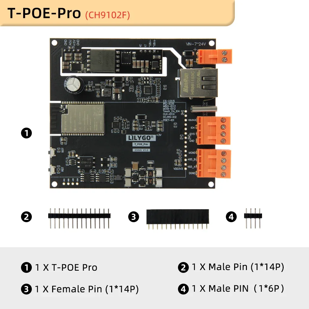 Lilygo®Ttgo T-Internet-Poe ESP32-WROOM Lan8720a Chip Ethernet Adapter En Downloader Uitbreidingskaart Programmeerbare Hardware