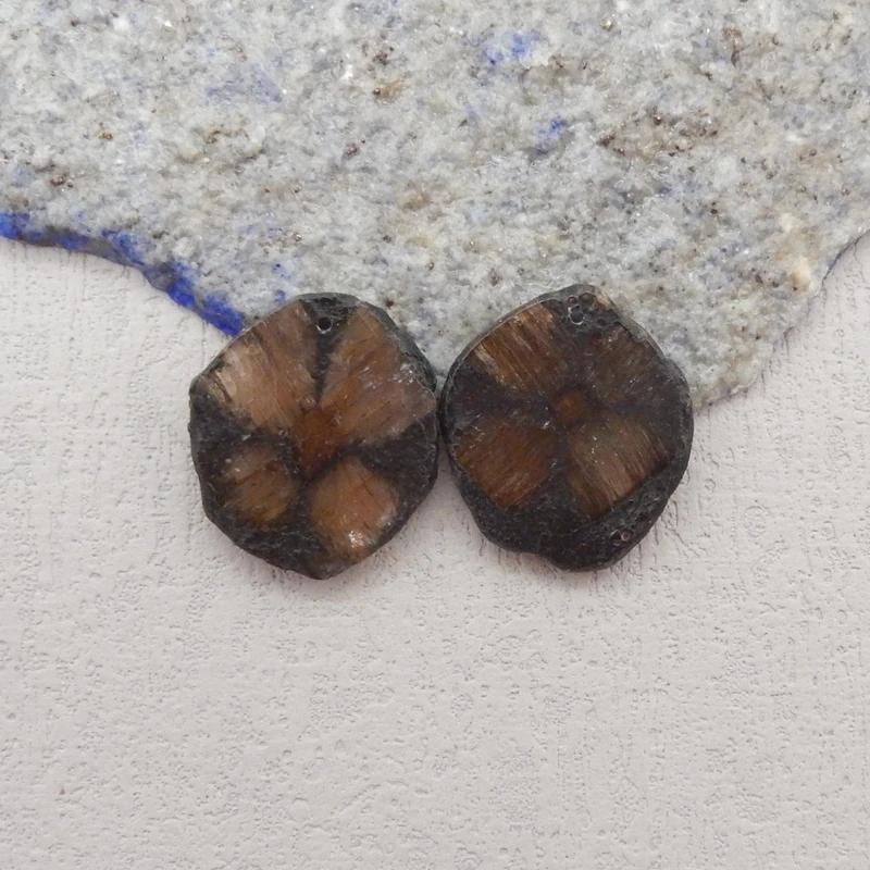 

Серьги-бусины унисекс из натурального шиастолита, модный аксессуар, 23x20x3 мм, 6,6 г