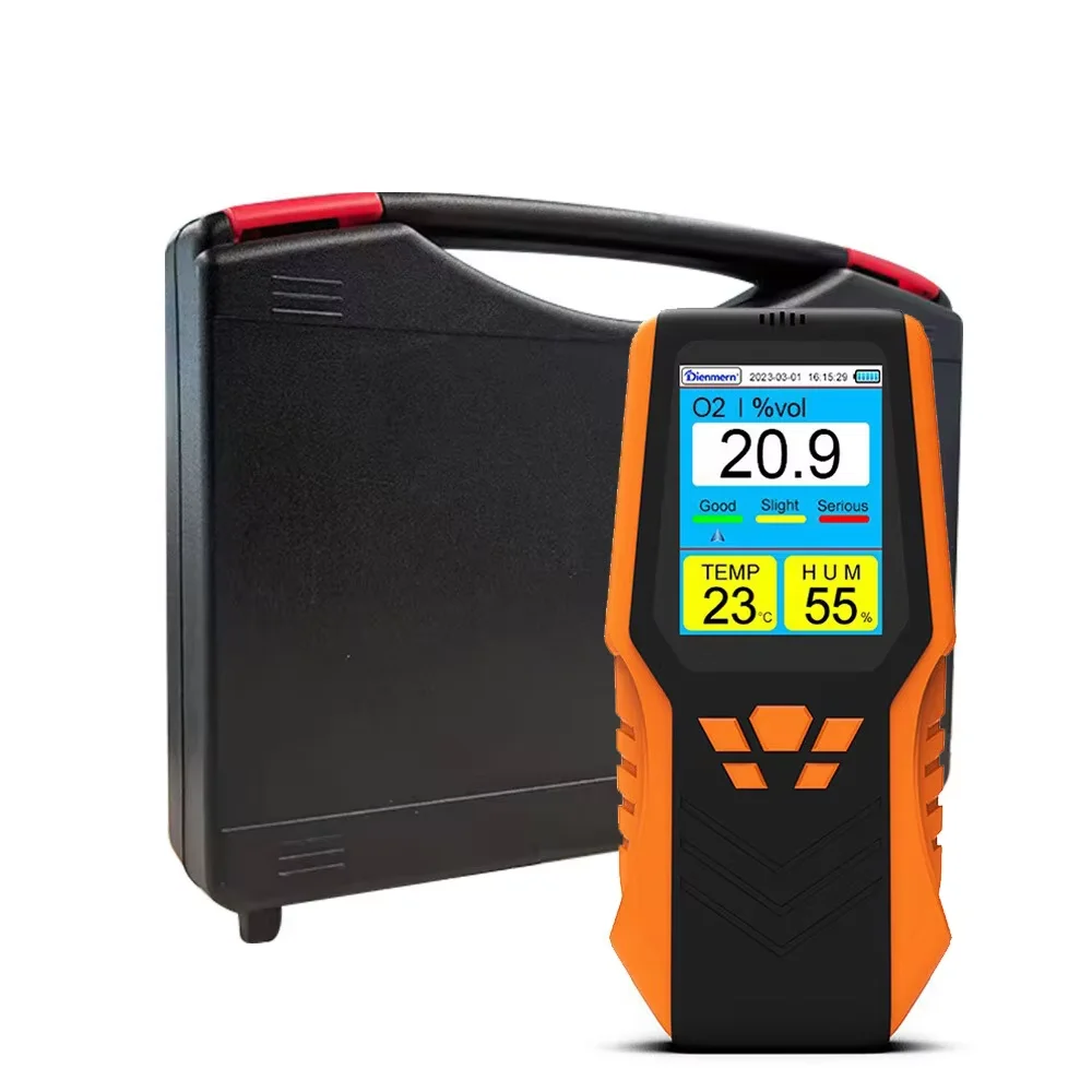 

Portable Handheld O2 Detector, 0-30%Vol Oxygen Gas Monitor with 1.5s Fast Response, Temp & Humidity Tester, 14H Long Working