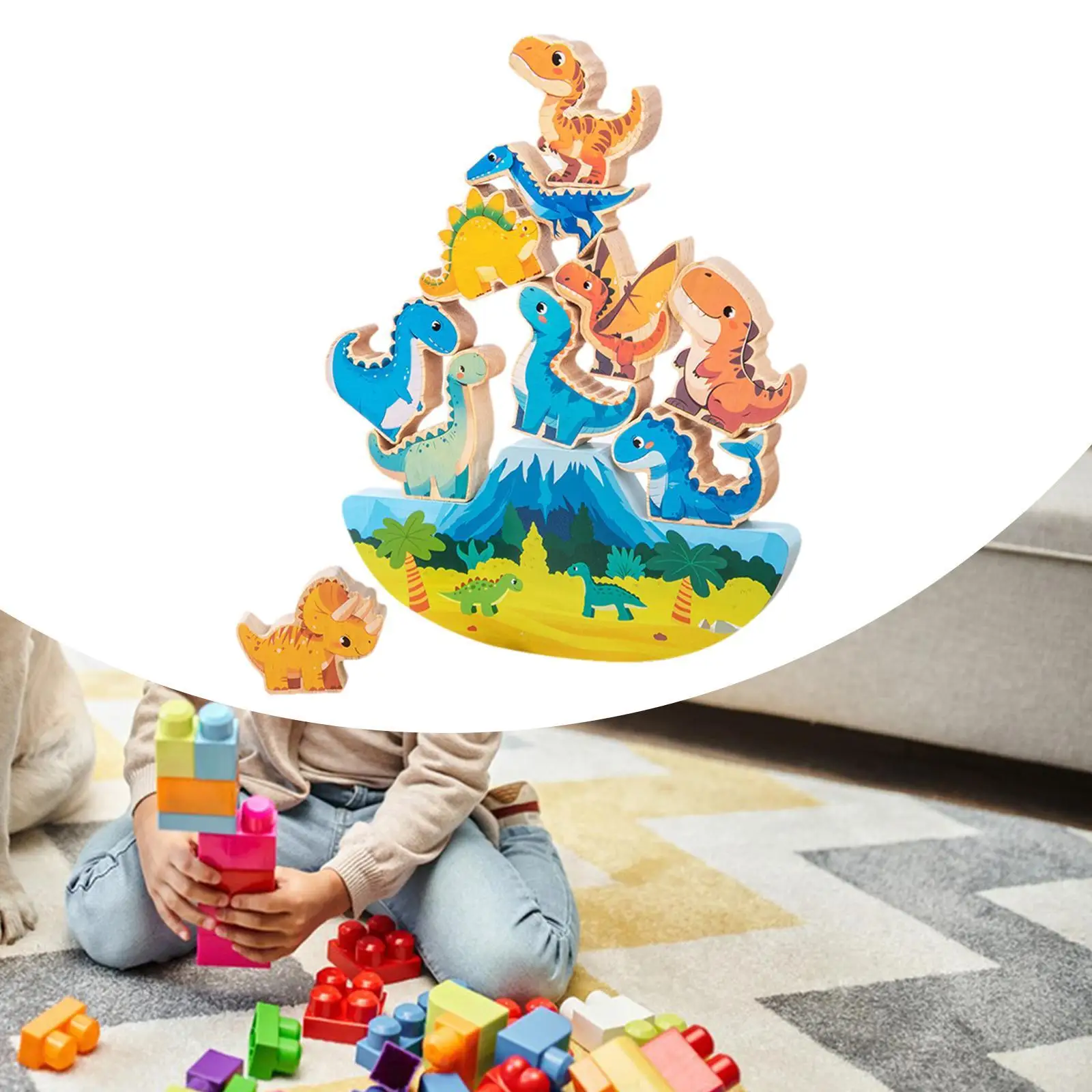 Wooden Dinosaur Stacking Toys Preschool Learning Balance Toy Sensory Toy Educational for Kids Children Boys Girls Birthday Gift