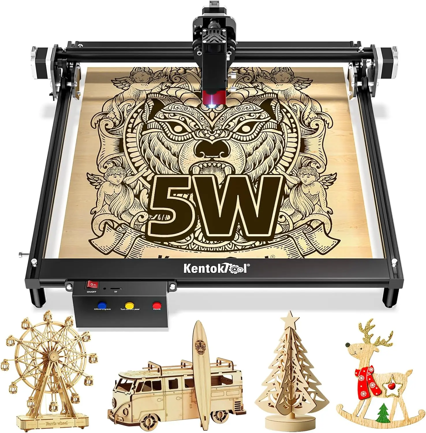 

Laser Engraver, 50W Class 1 Laser Engraving 5W Output Machine For Beginners, 400Mm*400Mm High Precision Cnc Cutter, Quick