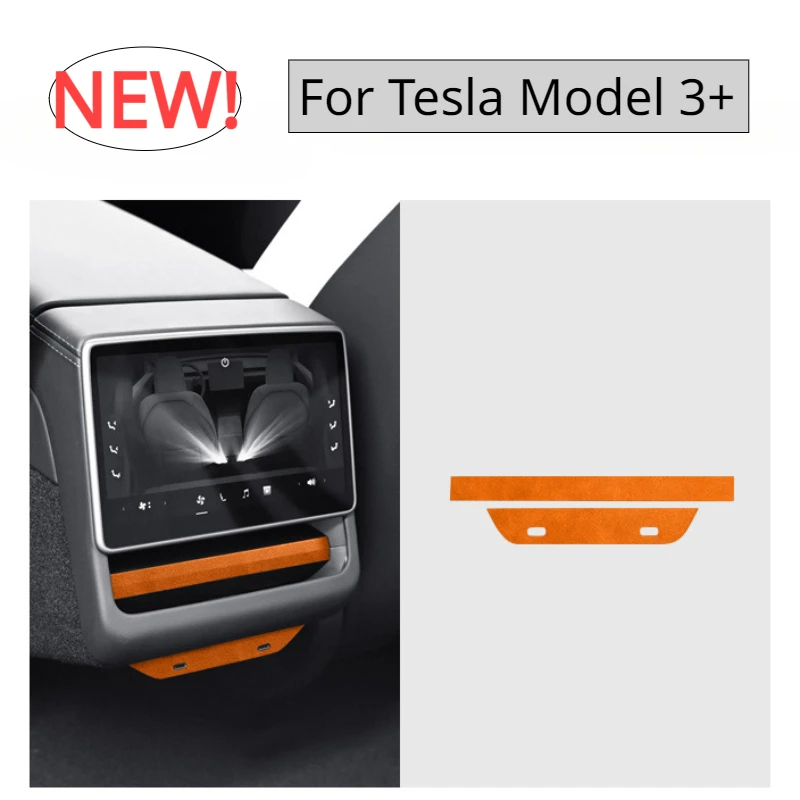 Rear Outlet Trim Patch for Tesla Model 3+ Alcantara Suede Rear Air Conditioner Outlet Sticker New Model3 Highland 2024 Car Parts