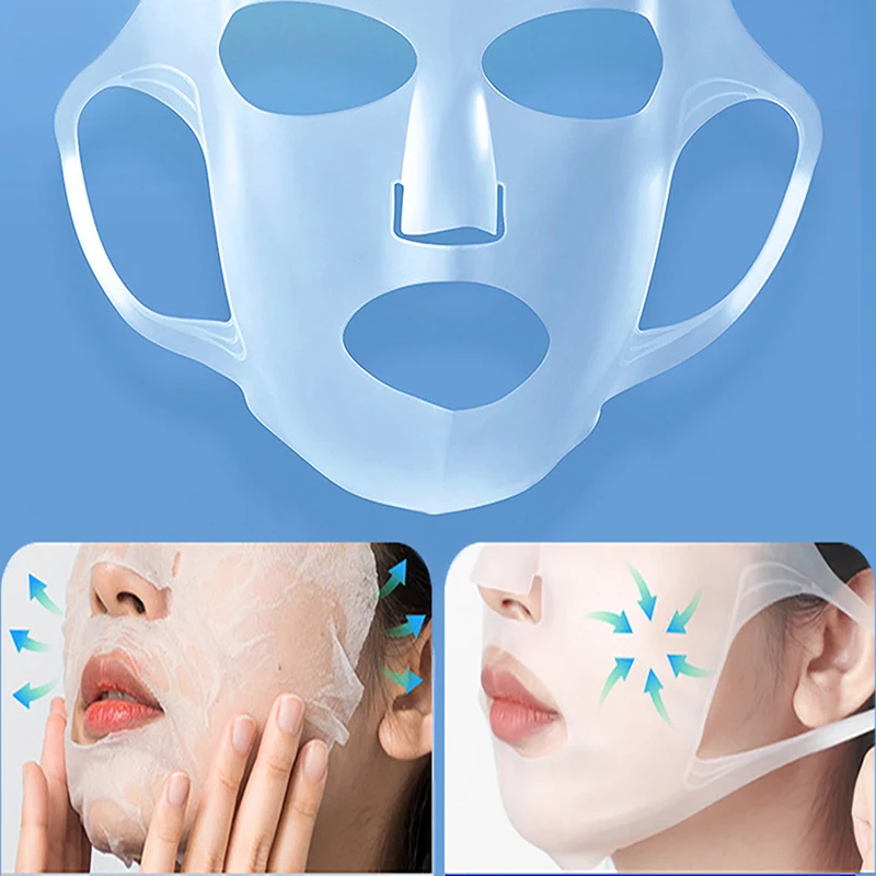 Reusable Silicone Facial Mask Cover Ear Hanging Anti-aging Moisturizing Face Shield Double Absorption Anti Evaporation Skin Care