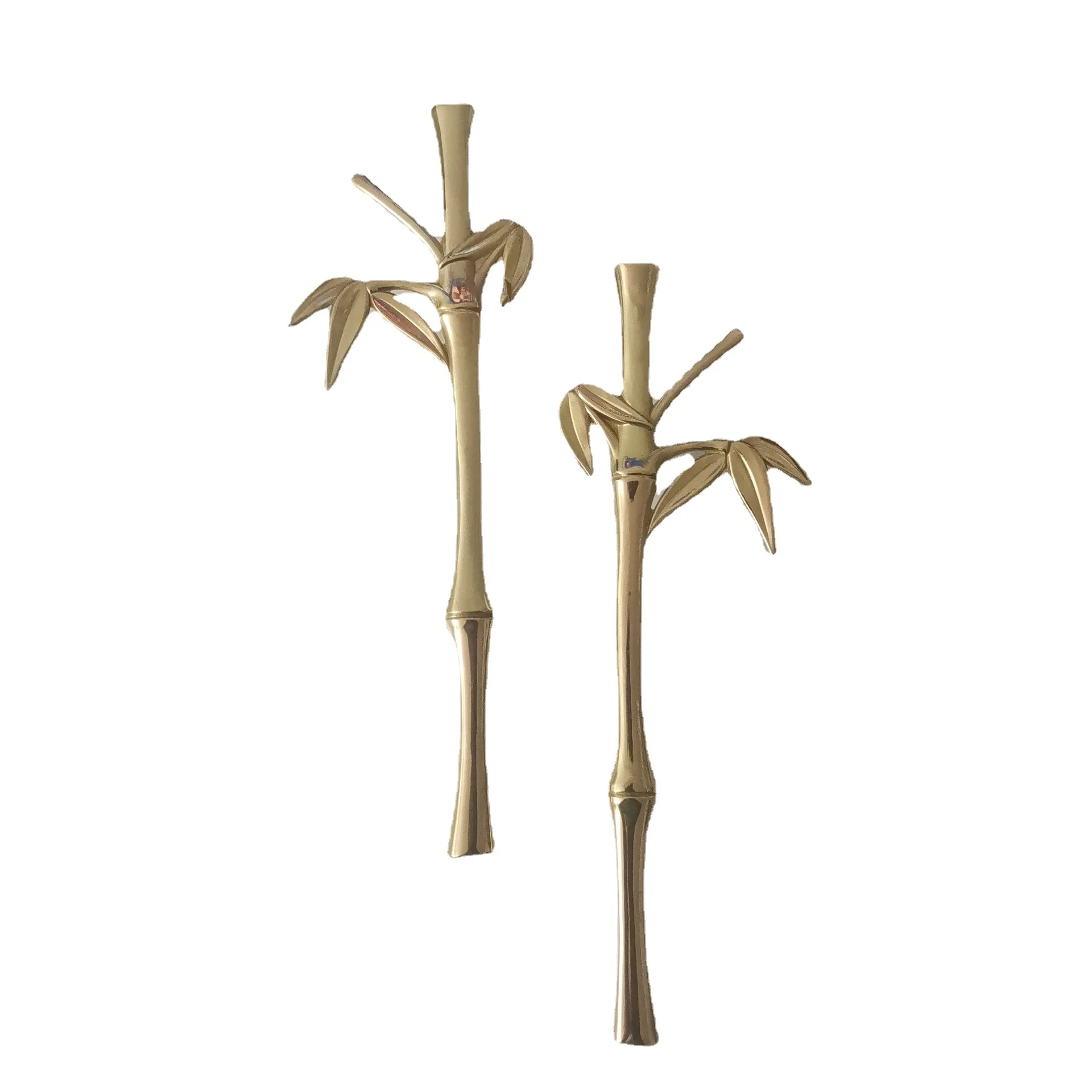 Brass Bamboo Design Handle Wardrobe Closet Door Handle Chinese Style Home Decoration  Furniture Handle