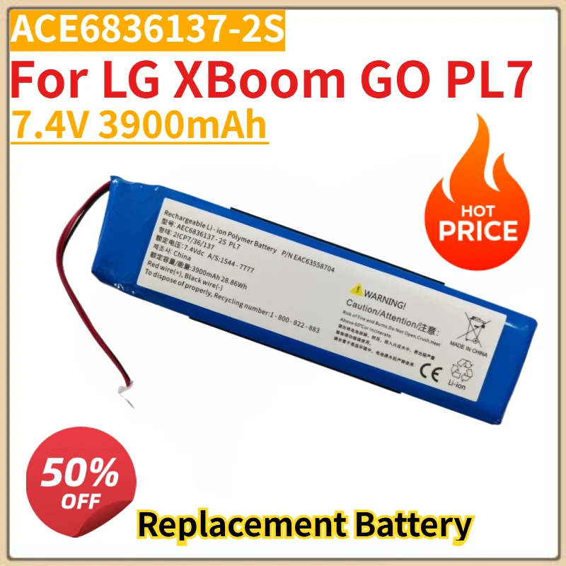 High Quality New Replacement Battery 7.4V 3900mAh Battery ACE6836137-2S For LG XBoom GO PL7 Bluetooth Speaker